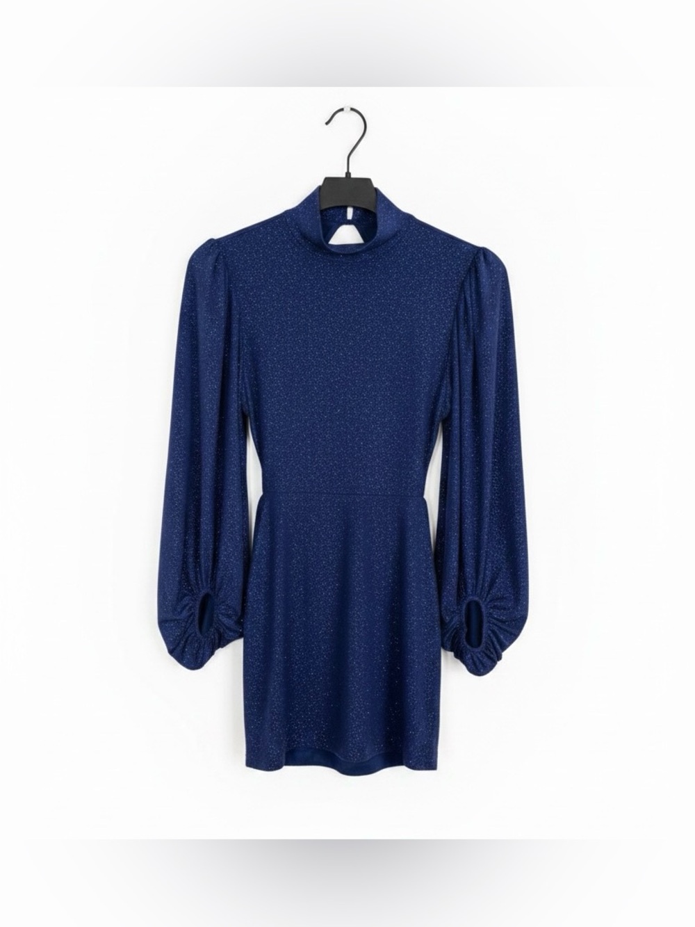 Lucy In The Sky Women’s Navy Blue Glitter Puff Sleeve Mini Dress NWOT Sz Small - Picture 11 of 11